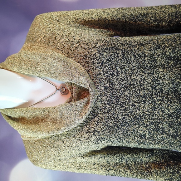 GNW Great Northwest sz S Cowlneck Two Tone Metallic Glits and Glam Ombre Sweater - Picture 2 of 4